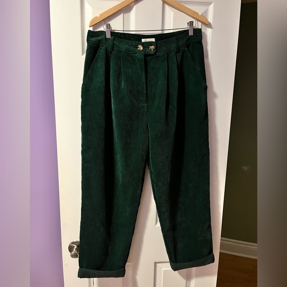 Topshop Dark Green Corduroy Women’s Pants